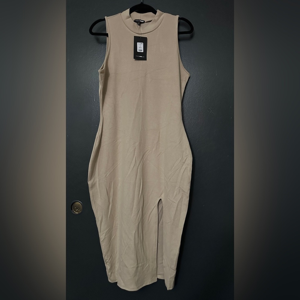 Fashion Nova One Shoulder Tan Dress